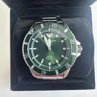 Emporio Armani AR11698 World Explorer Solar Green Dial Stainless Steel Men Watch - Thumbnail 4