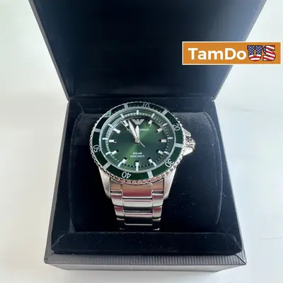 Emporio Armani AR11698 World Explorer Solar Green Dial Stainless Steel Men Watch - Thumbnail 1