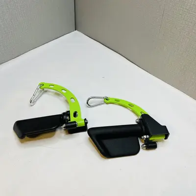 Ergonomic Swivel Cable Machine Handles Pair Gym Lat Pulldown Paddle Grips Green - Thumbnail 2