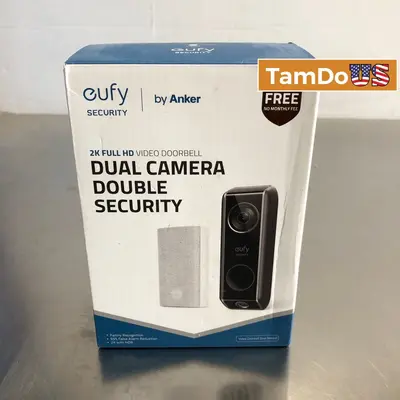 eufy Dual Camera Smart Video Doorbell + Chime 2K HDR Security Cam work w/ Alexa - Thumbnail 1