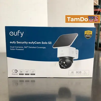Eufy Security eufyCam Solo S3 Solar Powered Dual Cameras, 3K, Pan Tilt - Thumbnail 1
