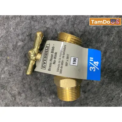 Lot of 2 Everbilt 3/4" Brass Hose Bibbs – MIP x MHT - New - Real photo at TamDo.us