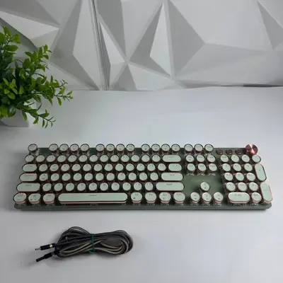 EWEADN V20 Retro Typewriter Mechanical Keyboard Round Keycaps Volume Knob Green - Thumbnail 2