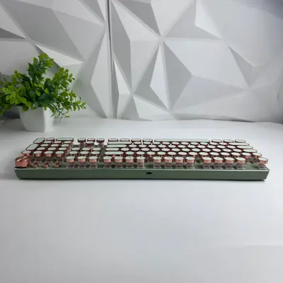 EWEADN V20 Retro Typewriter Mechanical Keyboard Round Keycaps Volume Knob Green - Thumbnail 5