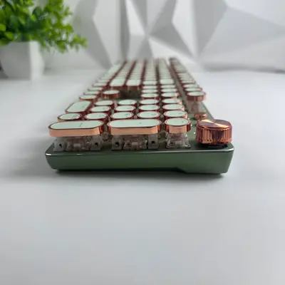 EWEADN V20 Retro Typewriter Mechanical Keyboard Round Keycaps Volume Knob Green - Thumbnail 3
