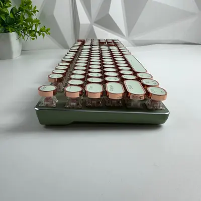 EWEADN V20 Retro Typewriter Mechanical Keyboard Round Keycaps Volume Knob Green - Thumbnail 4