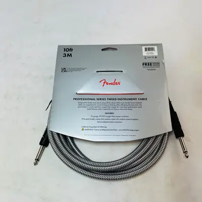 Fender Professional Series Tweed Instrument Cable, 10ft Gray Tweed, 1/4" TS - Thumbnail 2