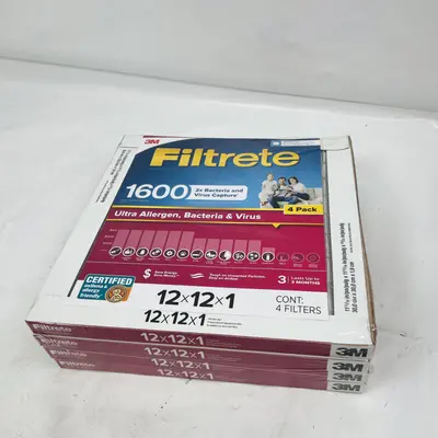 Filtrete 1600 MPR Ultra Allergen 2X Bacteria & Virus Filter 12x12x1 (4 Pack) - Thumbnail 4