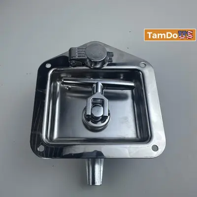Flush Mount Trailer Toolbox Latch - Paddle Handle Lock & Keys - Durable Metal - Thumbnail 4