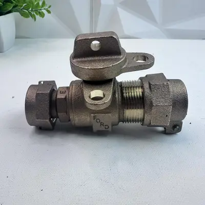 Ford Meter Box 3/4" NL Brass Ball Corporation Stop Valve CTS Compression - Thumbnail 2