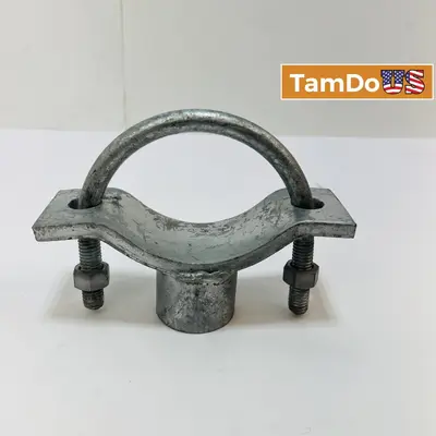 Galvanized Pipe Saddle Clamp UBolt Mount Support Bracket 1.5" FNPT Threaded Base - Thumbnail 1