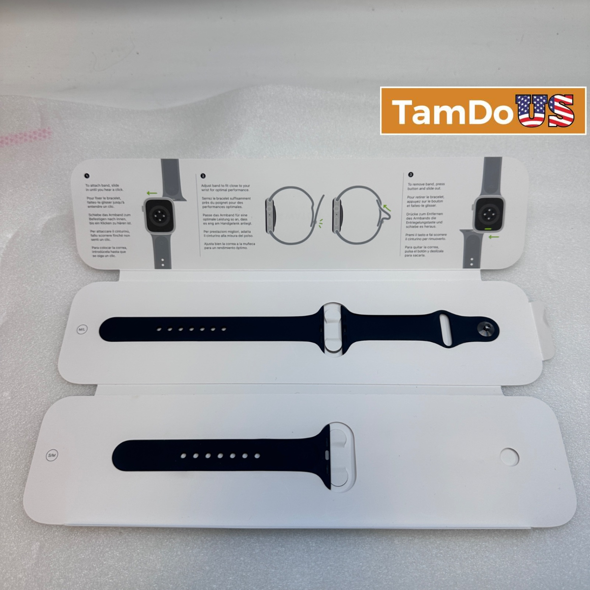 Genuine Apple Watch 45mm Sport Band Midnight Strap S/M M/L Fits 42mm 44mm 49mm - Photo 1 - Real photo at TamDo.us