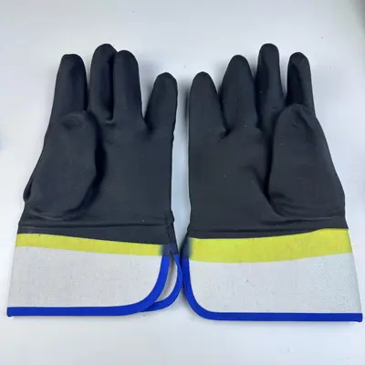 Global Glove 2740D Black/Yellow Large Velvet Work Gloves PVC Both Sides Coating - Thumbnail 2