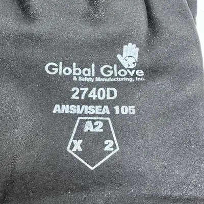 Global Glove 2740D Black/Yellow Large Velvet Work Gloves PVC Both Sides Coating - Thumbnail 3