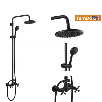 Gotonovo 8" Matte Black Shower System w/ Tub Spout, 22-Piece Complete Kit - Thumbnail 1