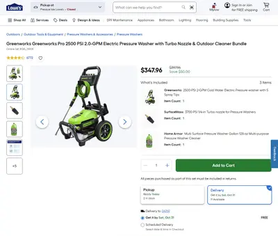 Greenworks $399 Pro 2500 PSI 2.0 GPM TruBrushless Electric Pressure Washer - Thumbnail 2