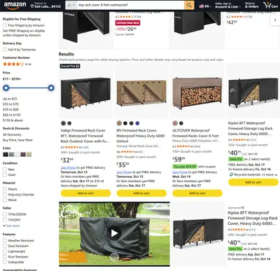 Heavy Duty Log Rack Cover 8ft Waterproof UV-Resistant - Thumbnail 2