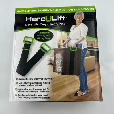 HercULift Adjustable Moving & Lifting Strap with Handles, Supports up to 300lbs - Thumbnail 5