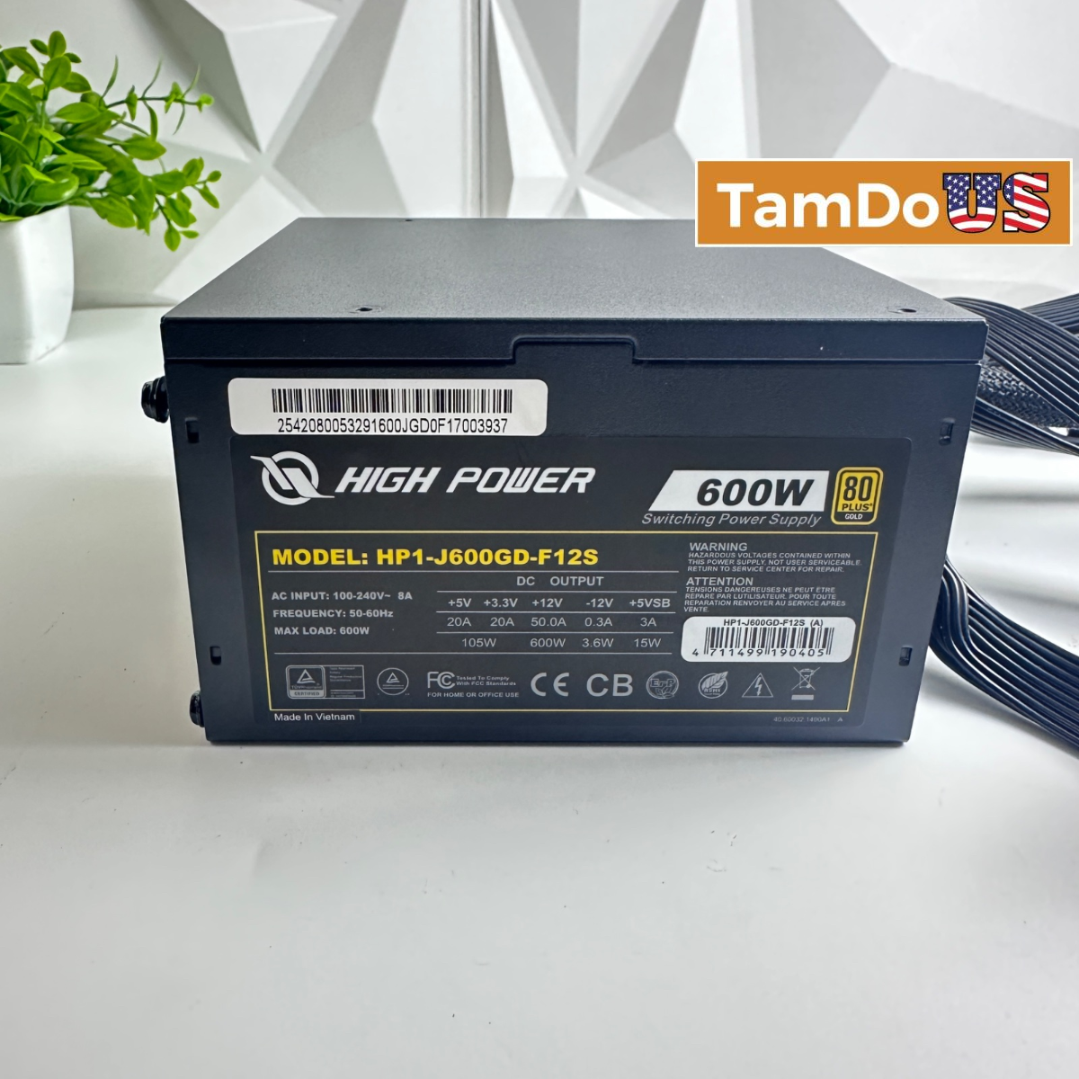 High Power 600W 80 Plus Gold Power Supply HP1-J600GD-F12S Non-Modular ATX PSU - Photo 1 - Real photo at TamDo.us