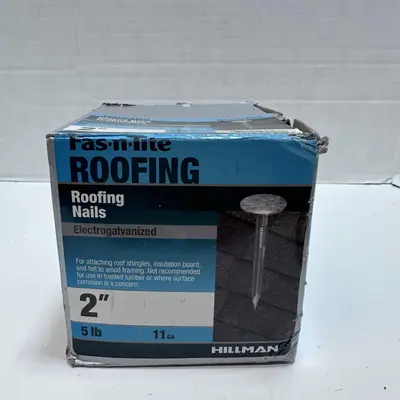 HILLMAN FASTENERS 5lb 2" x 11 Gauge Fasn-Rite Electro Galvanized Roofing - New - Real photo at TamDo.us