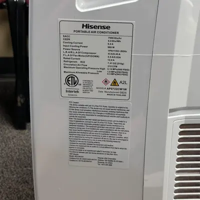 Hisense AP0722CW1W 7000 BTU Portable Air Conditioner 300 Sq Ft 115V Smart WiFi - Thumbnail 9