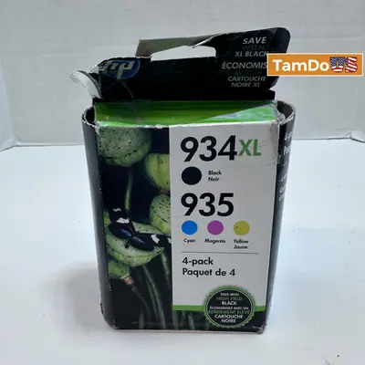 HP 934XL Black & 935 Cyan Magenta Yellow Genuine OEM Ink Cartridges 4-Pack - Thumbnail 1
