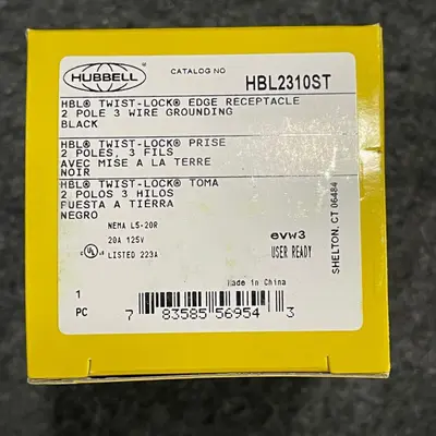 Hubbell HBL2310ST NEMA L5-20R Twist Lock Receptacle 20A 125V - Thumbnail 1