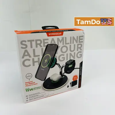HyperGear 3-in-1 Wireless Charger – MagSafe for iPhone, AirPods, Apple Watch - New - Real photo at TamDo.us