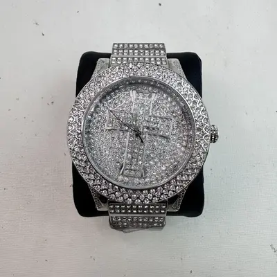 Iced Out Cross Watch 41mm Gold-Tone Quartz - Thumbnail 2