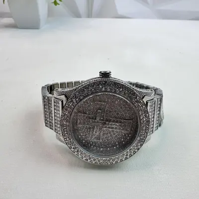 Iced Out Cross Watch 41mm Gold-Tone Quartz - Thumbnail 9