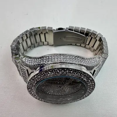 Iced Out Cross Watch 41mm Gold-Tone Quartz - Thumbnail 7