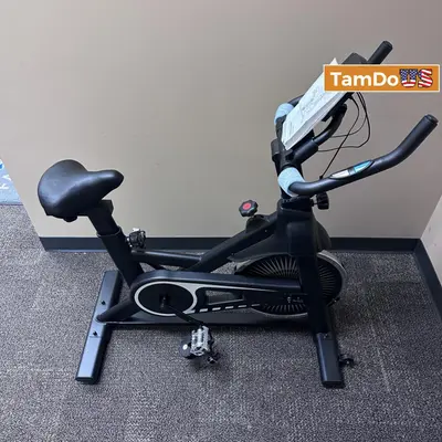 Indoor Cycling Exercise Bike Stationary Spin Bike with Adjustable Seat, Black - Thumbnail 2