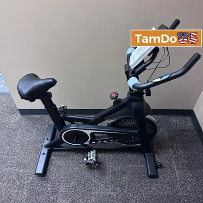 Indoor Cycling Exercise Bike Stationary Spin Bike with Adjustable Seat, Black - New Open Box - Real photo at TamDo.us