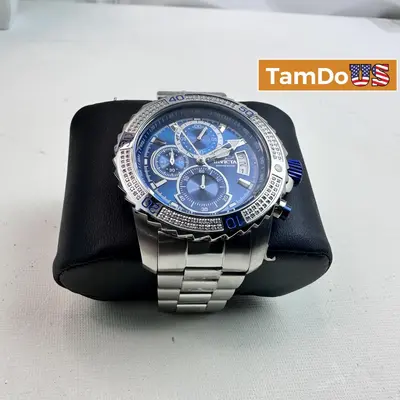 Invicta Pro Diver 37997 Men’s Watch 45mm, Blue Dial, 132 Diamonds - Excellent - Real photo at TamDo.us