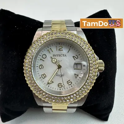 Invicta Angel AIC-28675 Women's Watch 40mm MOP Dial Steel Gold - Excellent - Real photo at TamDo.us