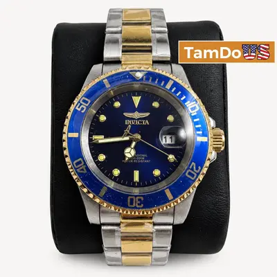 Invicta $495 Pro Diver Men's Watch 40mm, Blue Dial Two Tone Stainless (26972) - New Open Box - Real photo at TamDo.us