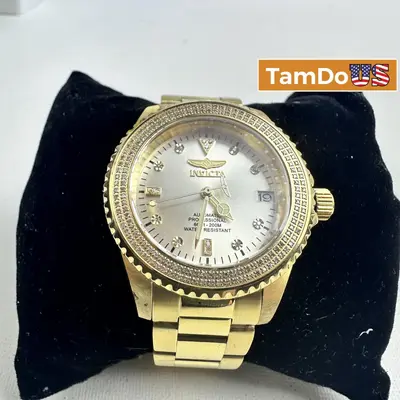 Invicta Pro Diver 38262 Women's Watch 36mm, 0.74 Ct Diamonds, Gold Auto - Excellent - Real photo at TamDo.us