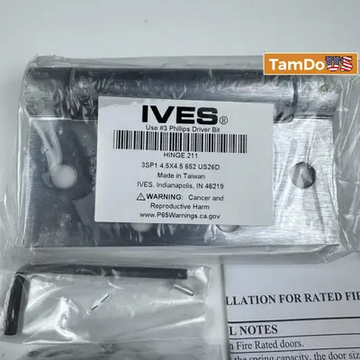IVES 211 Ball Bearing Door Hinge 4.5" x 4.5", US26D Satin Chrome Finish - Thumbnail 5