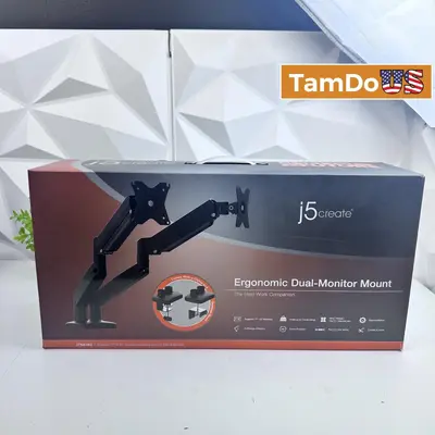 j5create JTSA102 Ergonomic Dual Monitor Mount Stand - New Open Box - Real photo at TamDo.us