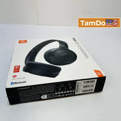 JBL TUNE 520BT Wireless Headphones – Bluetooth, 57H Battery, Pure Bass, Black - Thumbnail 1