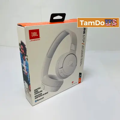 JBL Tune 670NC Wireless Adaptive Noise Cancelling Headphones Bluetooth White - Thumbnail 1
