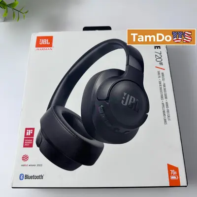 JBL Tune 720BT Wireless Over-Ear Headphones Pure Bass Sound 76H Battery Black - Thumbnail 1