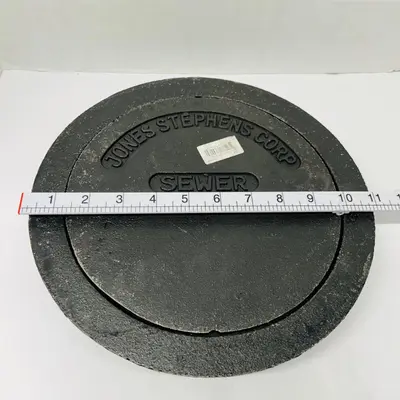 Jones Stephens S36-008 Cast Iron Sewer Cleanout Frame & Cover 8" Lid Assembly - Thumbnail 6