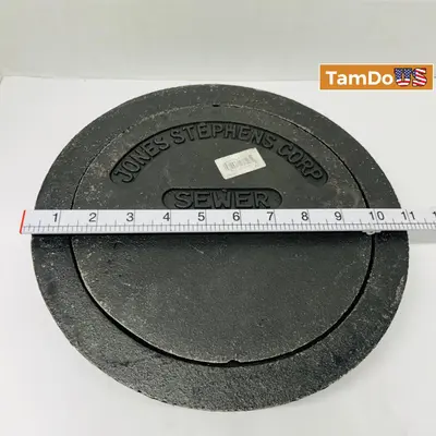 Jones Stephens S36-008 Cast Iron Sewer Cleanout Frame & Cover 8" Lid Assembly - Thumbnail 1