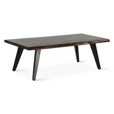 Kennedy 50" Coffee Table, Walnut Base, Black Powder Coated Metal Frame - Thumbnail 2