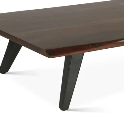 Kennedy 50" Coffee Table, Walnut Base, Black Powder Coated Metal Frame - Thumbnail 5