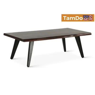 Kennedy 50" Coffee Table, Walnut Base, Black Powder Coated Metal Frame - New - Real photo at TamDo.us