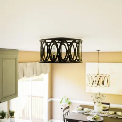 Kenroy Home Prince 3-Light Flush Mount Ceiling Fixture Oil Rubbed Bronze Finish - Thumbnail 9