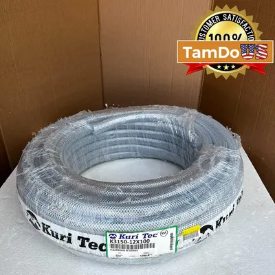 Kuri Tec K3150-12 Clearbraid PVC Hose | 3/4" ID x 1.031" OD | 100 ft | Food Grade - Thumbnail 1