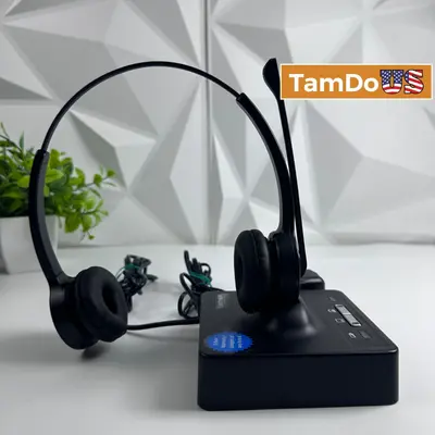 Leitner LH275 Wireless Dual-Ear Headset Office Telephone Computer Headset - Excellent - Real photo at TamDo.us